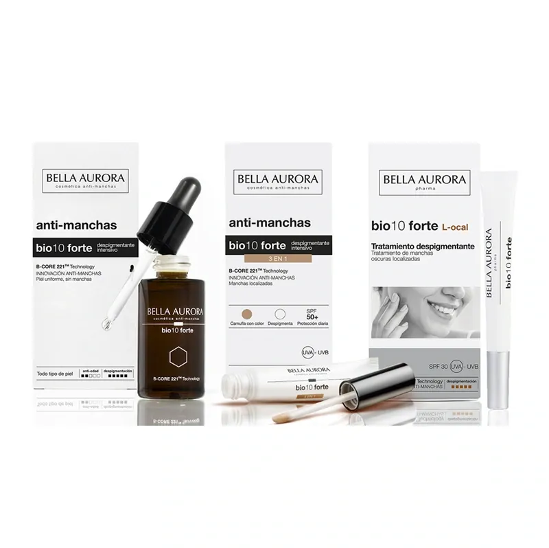Productos de la línea bio10 forte de Bella Aurora